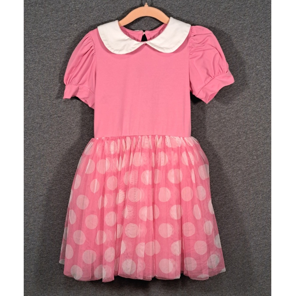 Taylor Joelle Pink Polka Dot Tulle Dress Peter Pan Collar Kids Size 6 Princess